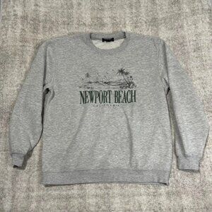 Coastal Graphic Newport Beach Grey Pullover Crewneck Small